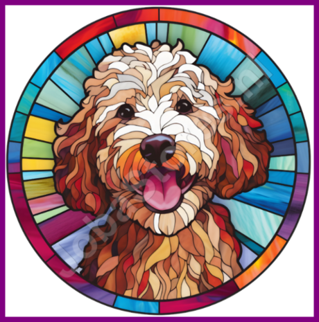 Diamond Painting Glas in lood Hond - Labradoodle