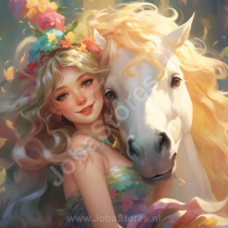 Diamond Painting Meisje met paard