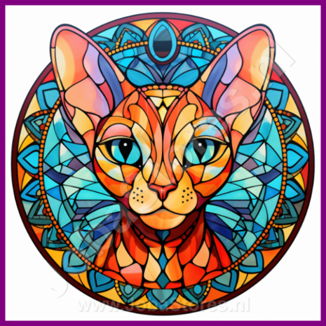 Diamond Painting Glas in lood Kat - Sphynx