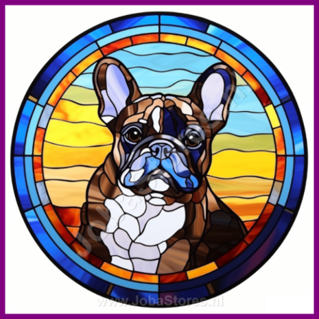 Diamond Painting Glas in lood Hond - Franse Bulldog