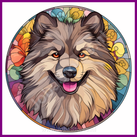 Diamond Painting Glas in lood Hond - Keeshond