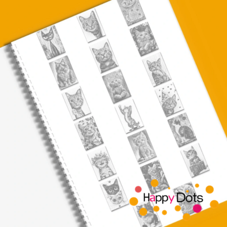 HappyDots DOT Painting Kleurboek Katten - 20 stippelschilderijen