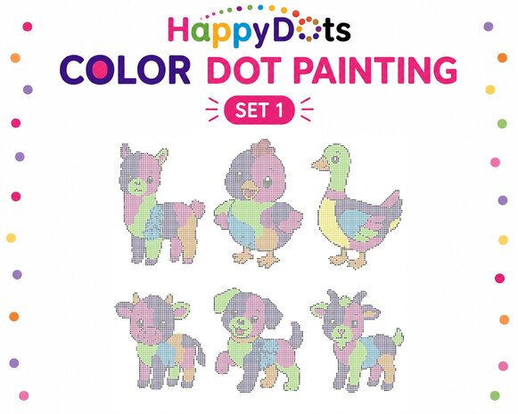 HappyDots Farbpunkt-Malset Bauernhoftiere A4