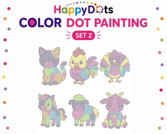 HappyDots Farbpunkt-Malset Bauernhoftiere A4