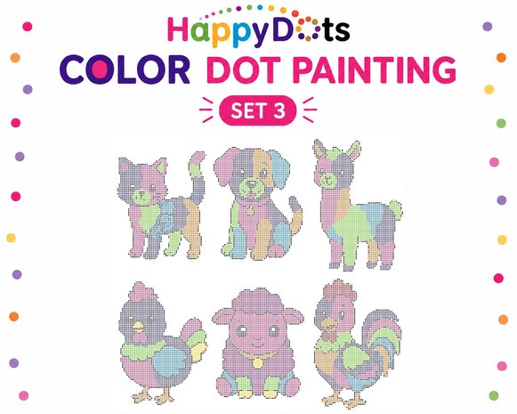 HappyDots Farbpunkt-Malset Bauernhoftiere A4