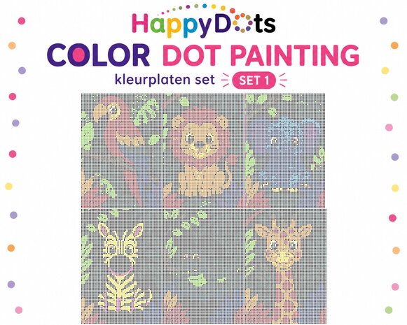 HappyDots Farbpunkt-Malset Dschungeltiere A4