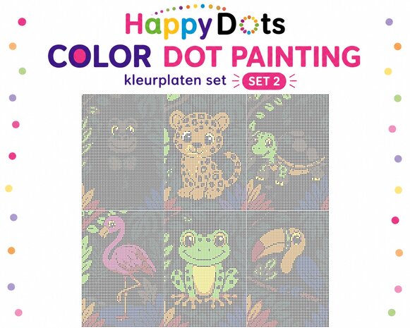 HappyDots Farbpunkt-Malset Dschungeltiere A4