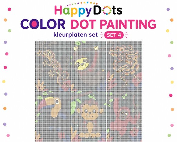 HappyDots Farbpunkt-Malset Dschungeltiere A4