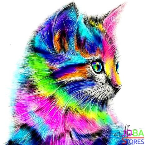 Diamond Painting Gekleurde Kat
