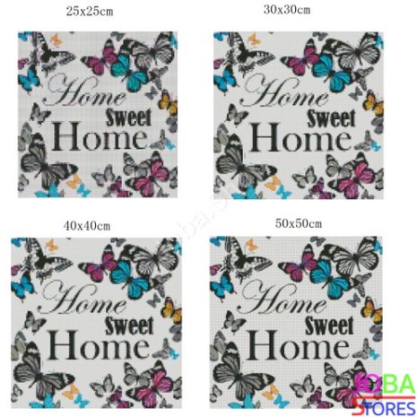 Diamond Painting Home Sweet Home Schmetterlinge 30x30cm