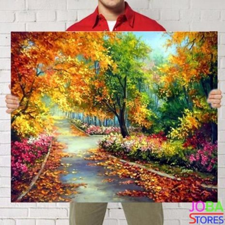 Diamond Painting "JobaStores®" Herfst Tuin - volledig - 30x40cm -rond 