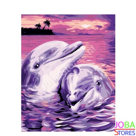 Schilderen op nummer Dolfijnen 40x50cm