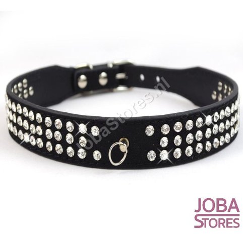 Honden Halsband Bling Zwart L