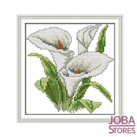 Borduur Pakket Bloem 006 11CT Voorbedrukt (21x21cm)