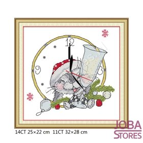 Borduur Pakket Kerst Konijn 11CT voorbedrukt (32x28cm)