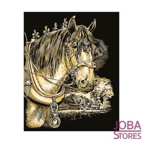 Kras Tekening Senior "Sequin Art" Paard Goud