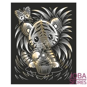 Kras Tekening Junior "Sequin Art" Tijgertje Goud