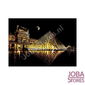 Kratzzeichnung Großer "Colourful City" Louvre (41x29cm)