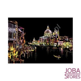 Kratzzeichnung Große "Bunte Stadt" Romantisches Venedig (41x29cm)