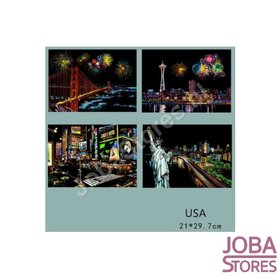 Kratzzeichnungen Set USA. 21 x 29 cm (4 Stück)