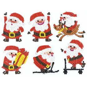 Diamond Painting Sticker Set Weihnachtsmänner (6 Stück)
