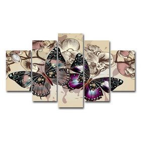 Diamond Painting Schmetterlinge 5-teilig 75x40cm - quadratische Steine