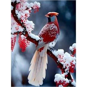 Diamond Painting Winter Bird 03 (Größe und Form der Steine ​​nach Wahl)