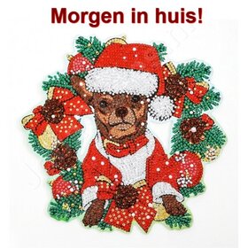 Diamond Painting Weihnachtskranz Hund (23cm)