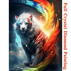 Crystal Diamond Painting Tiger bunt 02 (Größe Ihrer Wahl)