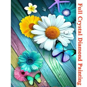 Crystal Diamond Painting Schmetterlinge und Blumen 01 (Größe Ihrer Wahl)