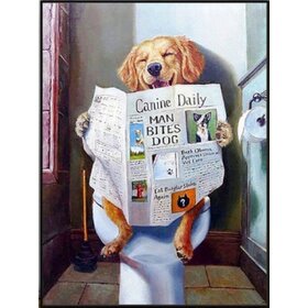 Diamond Painting Toilette Hund Golden Retriever (Größe und Form der Steine ​​nach Wahl)