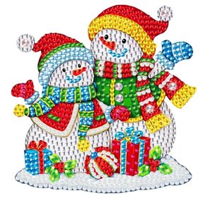 Diamond Painting Weihnachtsaufkleber große Schneemänner (13cm)