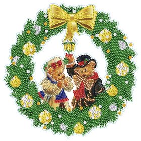 Diamond Painting Weihnachtssticker großer Weihnachtskranz 01 (22cm)