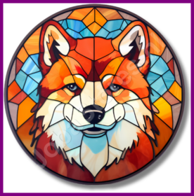 Diamond Painting Glas im Bleigitterstil Hund - Akita 02