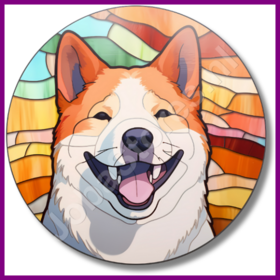 Diamond Painting Glas im Bleigitterstil Hund - Akita 04