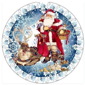 Diamond Painting Weihnachten - Weihnachtsmann mit Rentier im Kreis