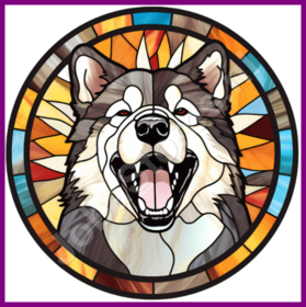Diamond Painting Glas im Bleiglasstil Hund - Alaska Malamute 01