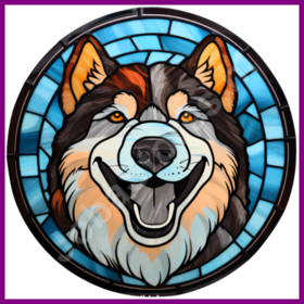 Diamond Painting Glas im Bleiglasstil Hund - Alaska Malamute 02