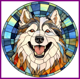 Diamond Painting Glas im Bleiglasstil Hund - Alaska Malamute 04