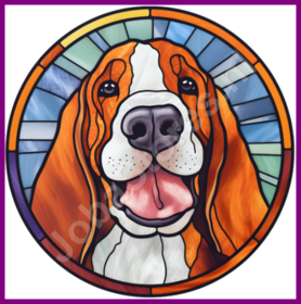 Diamond Painting Hund im Bleiglasstil - Basset Hound 01