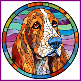 Diamond Painting Hund im Bleiglasstil - Basset Hound 02