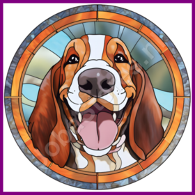 Diamond Painting Hund im Bleiglasstil - Basset Hound 03