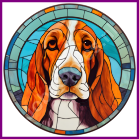 Diamond Painting Hund im Bleiglasstil - Basset Hound 04