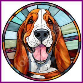 Diamond Painting Hund im Bleiglasstil - Basset Hound 05