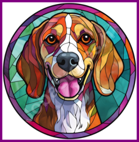 Diamond Painting Bleiglas Hund - Beagle 03