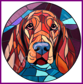 Diamond Painting Glasfenster Hund - Bluthund 04