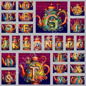 Diamond Painting Alphabet Teekanne