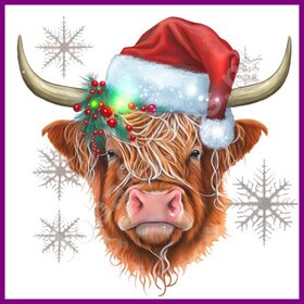 Diamond Painting Schottischer Hochlandrind Weihnachten 03