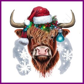Diamond Painting Schottischer Hochlandrind Weihnachten 04