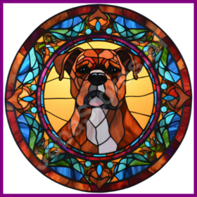 Diamond Painting Bleiverglaste Hund - Boxer 04